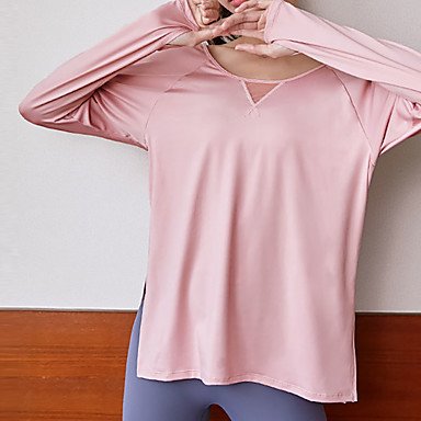 Women's Yoga Top Thumbhole Split Solid Color White Black Blue Pink Nylon Yoga Fitness T Shirt Long Sleeve Sport Activewear Breathable Quick Dry Comfortable High Elasticity