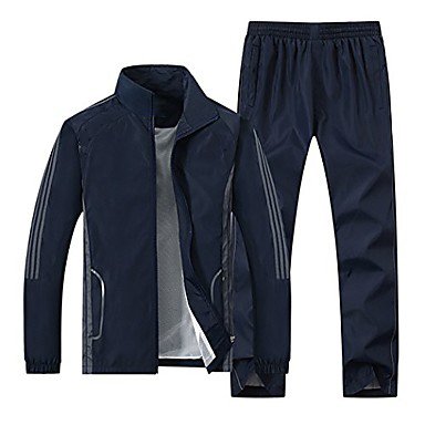 Men's Nylon Full-Zip Mesh Jogger Sweat Suit Active Fitness Tracksuit Set