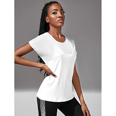 Women's Yoga Top Cut Out Fashion White Black Blue Orange Mesh Spandex Yoga Fitness Running Tee Tshirt Top Short Sleeve Sport Activewear Breathable Quick Dry Moisture Wicking Comfortable