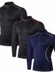 3 Packs Long Sleeve Compression Shirt For Men 1/4 Zip Pullovers Fall Workout Top