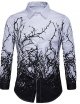 Men's Trees/Leaves Shirt Print Long Sleeve Daily Slim Tops Spread Collar Black/Spring/Fall/Work