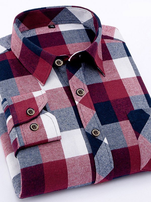 Men's Casual Plaid Button Down Shirt