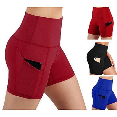 Women's High Waist Yoga Pants Shorts Butt Lift Black Burgundy Blue Fitness Running Sports Activewear Micro-elastic Slim