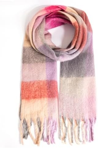 Pink plaid scarf mix and match