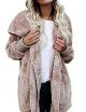 Women Casual Jacket Open Front Solid Plush Hooded Cardigan Coat Outwear Pockets Khaki