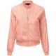 Womens Classic Multi-Layered Zip Up Bomber Jacket Snap On Pockets-M-Pink