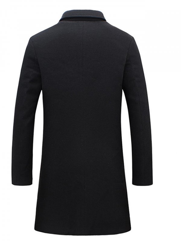 Men's Winter Overcoat Long Solid Colored Daily Long Sleeve Cotton Black Navy Blue Gray Work