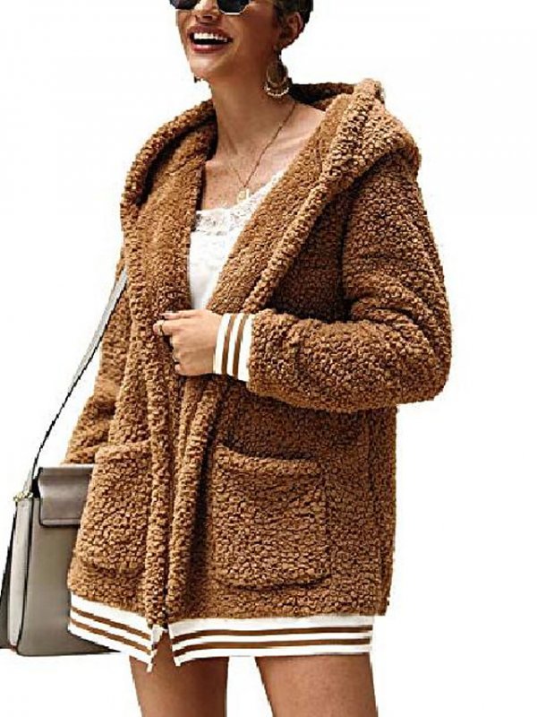 Womens Fleece Hooded Coat Winter Over